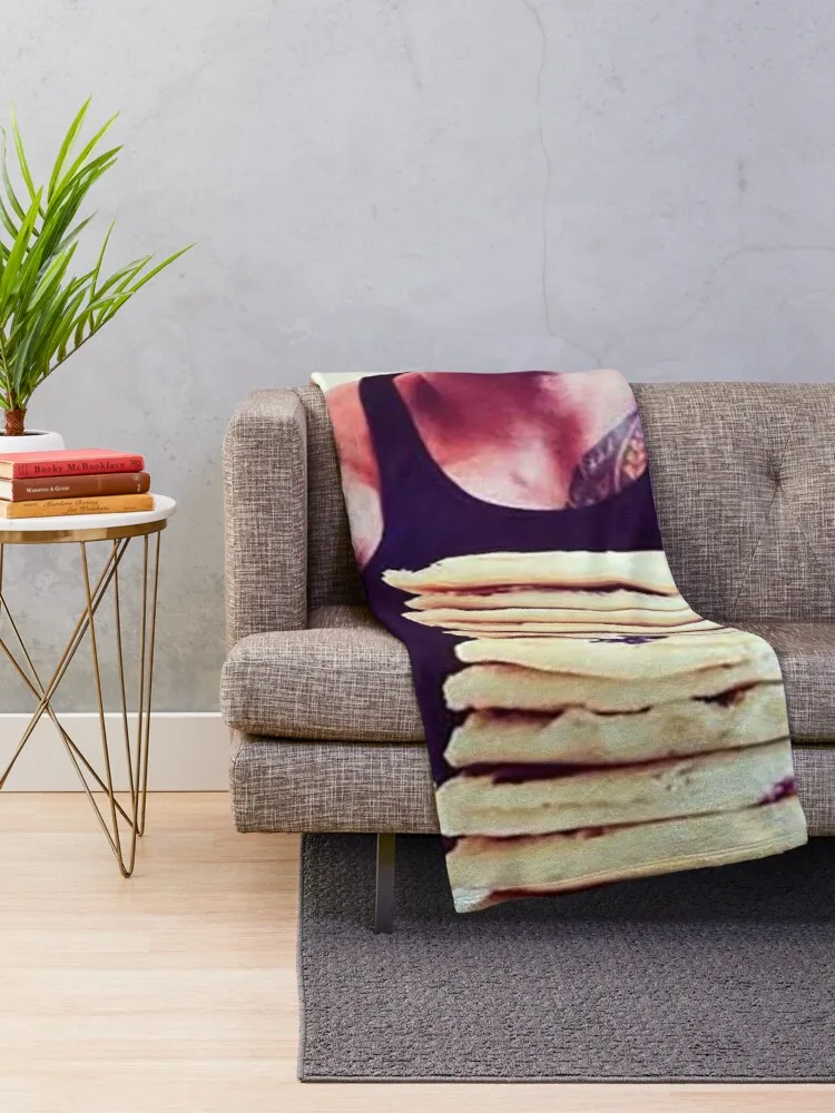 Dwayne The Rock Johnson Eating Blueberry Pancakes Throw Blanket