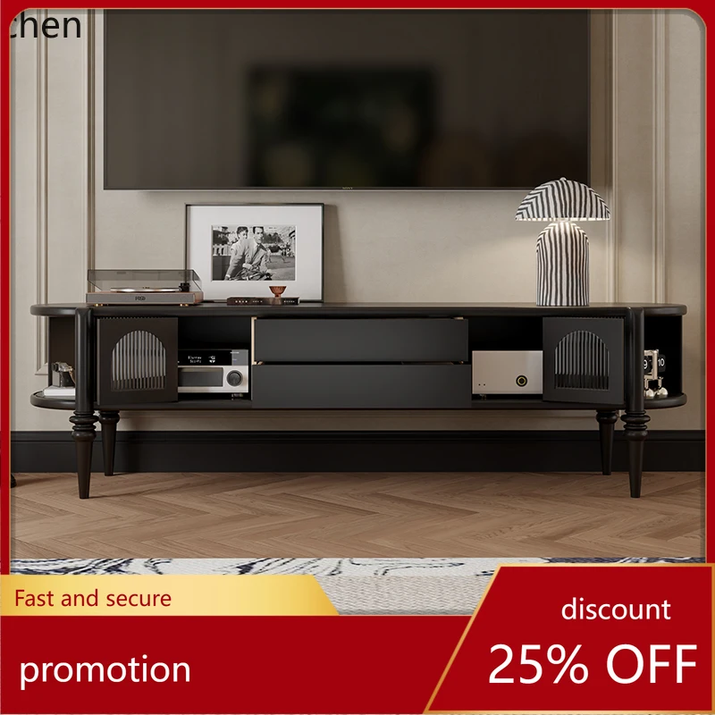 

HT French retro TV cabinet living room home pure solid wood coffee table TV cabinet combination