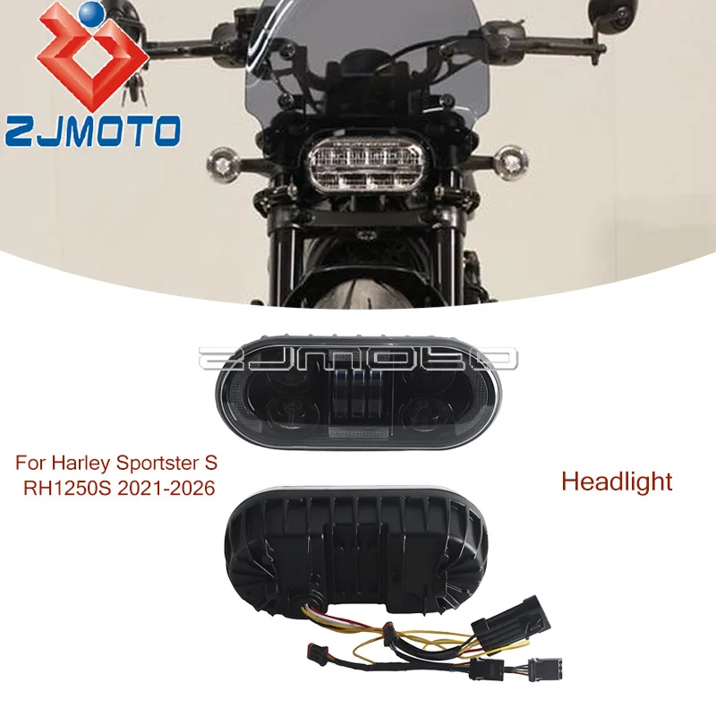 Plug & Play LED Headlight with DRL & Amber Turn Signals For Harley Sportster S RH1250S 2021-2026 Improved Visibility & Safety