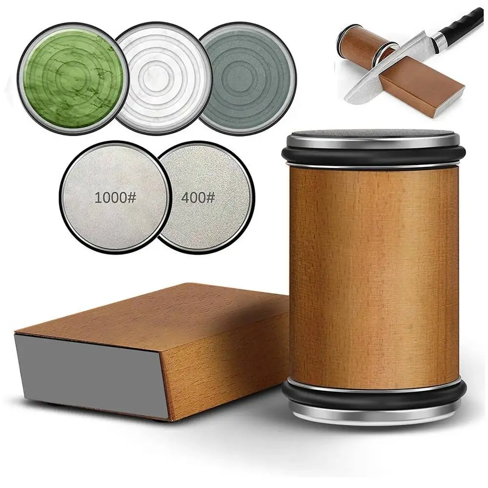 

Rolling Knife Sharpener Double Sided Dia Stone 15/20° Degree Magnetic Angle Roller Sharpening For Kitchen Knives