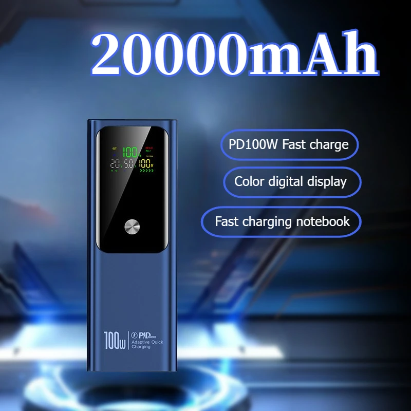 

100W Fast Charging Power Bank 20000mAh High Capacity Portable Charger External Battery for IPhone Xiaomi Mobile Phones Powerbank