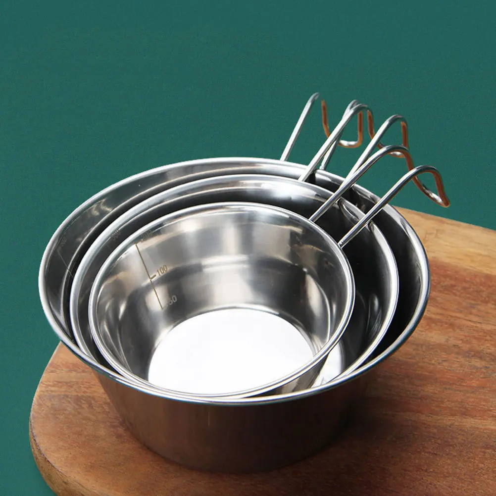 

3 pcs Stainless Steel Folding Handle Water Cup Camping Hiking Portable Multifunctional Coffee Wine Teacup Outdoor Practical
