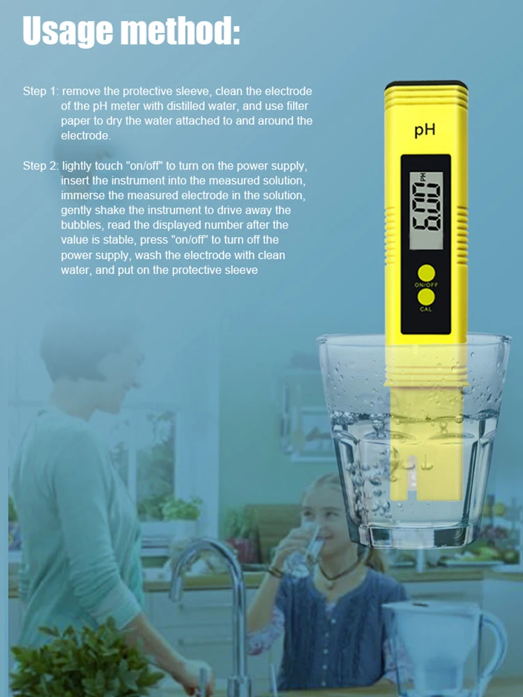 PH Meter 0.01 High Precision for Water Quality Tester with 0-14 Measurement Range Suitable Aquarium Swimming Pool