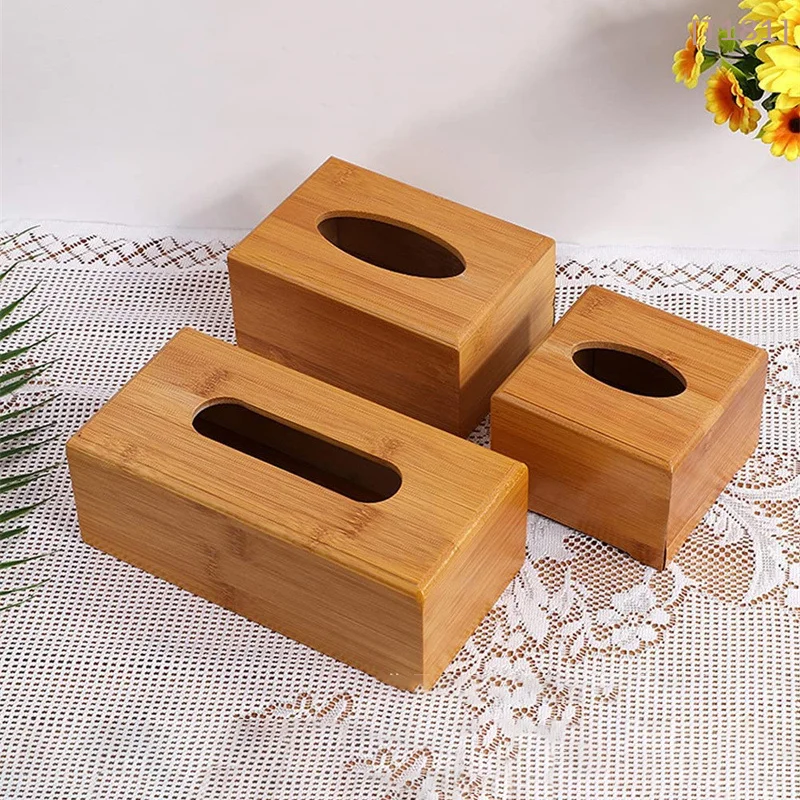 

[E] Wooden Tissue Box Modern Minimalist Design Tissue Box Holder Wood Tissue Case For Hotel Restaurant Hotel Office Easy-Refill