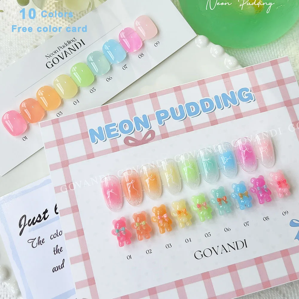 15ml Nail Gel Polish Set With Color Swatch Semi Permanent Jelly Color Enamel UV Gel Nail Varnish UV LED Soak Off Manicure 10pcs