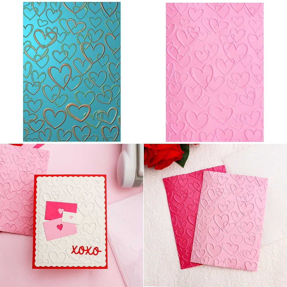 Liebe Herz Doodle Muster Prägung Ordner Karte machen 3D Textur Handwerk Schablone für Scrapbooking DIY Valentinstag Papier Karte
