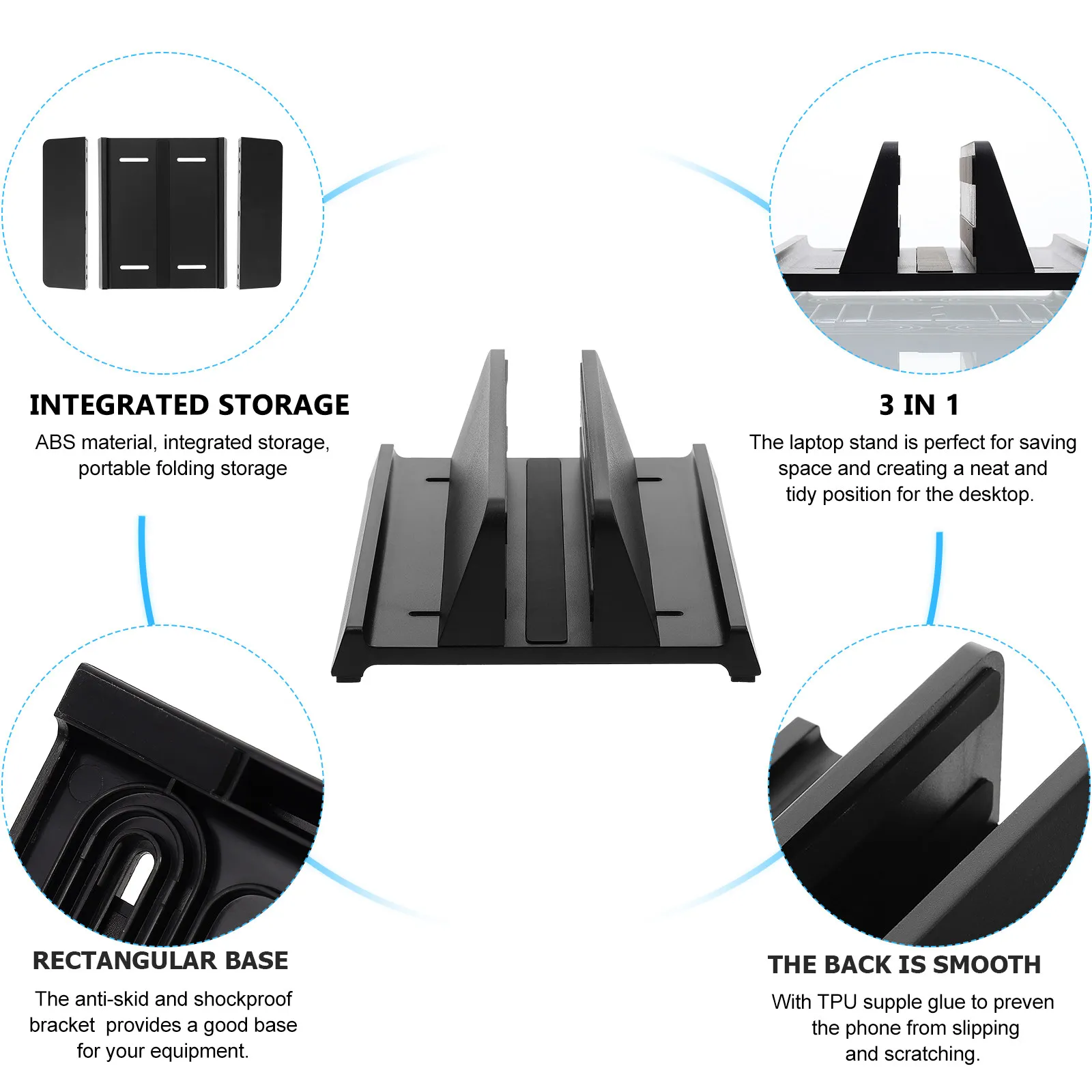 1Pcs Vertical Laptop Stand Desktop Holder High-Grade ABS Vertical Laptop Support for Home Office Study Room Tablet Dock Storage