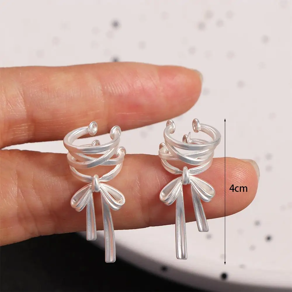 Creative Y2K Balletcore Ribbon Ear Cuff Non-piercing Korean Style Lacing Bow Ear Cuffs Jewelry Harajuku Bow Earrings Ladies