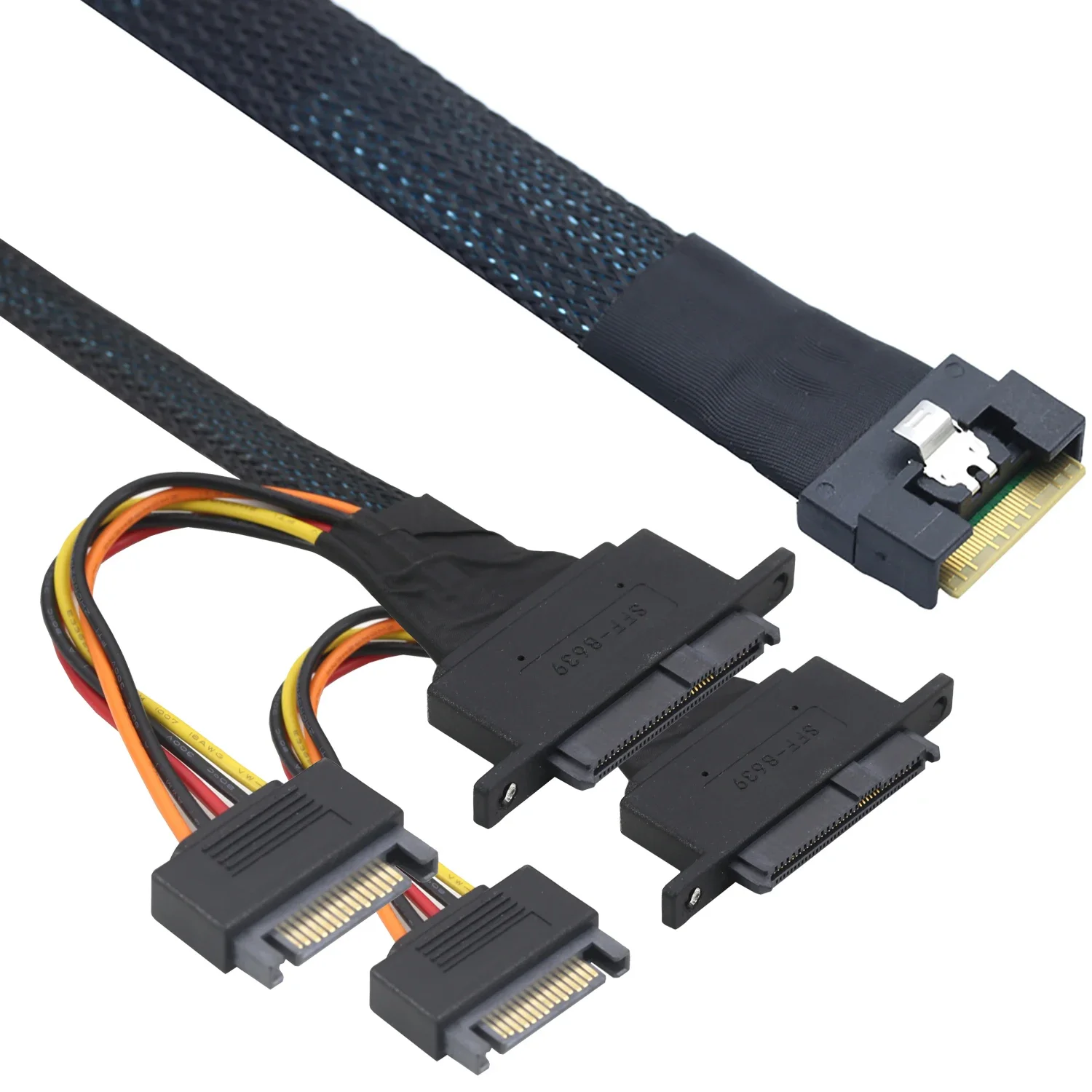 PCIe 4.0 SlimSAS SFF-8654 8i 8x to U.2 SFF-8639 Adapter Cable, with Anti-Misinsertion & Screw Holes for Server Storage
