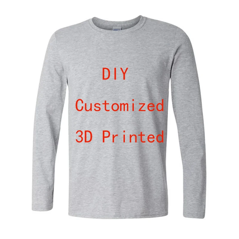 DIY Crew Neck Long Sleeve T-shirt Oversized 3D Printed Front And Back, Customized Partial And All DIY Your Exclusive Clothing