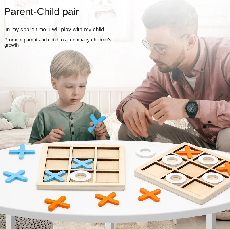 XO Wooden Board Game Toy Parent-child Interaction Children's Game Board Development Intelligence Puzzle Game Desktop Toy Chess