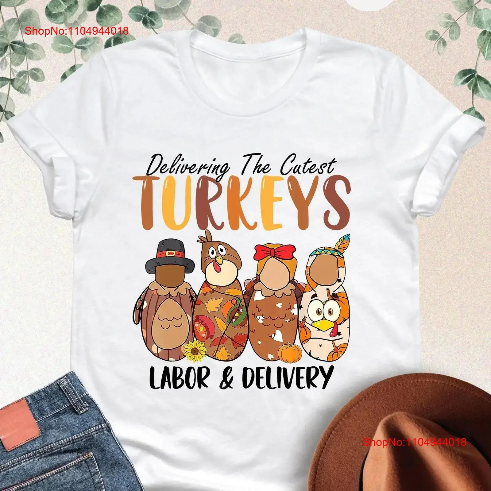 

Delivering The Cutest Turkeys Labor Delivery T Shirt Thanksgiving Fall Season Family Dinner vintage Washed homme Breathable