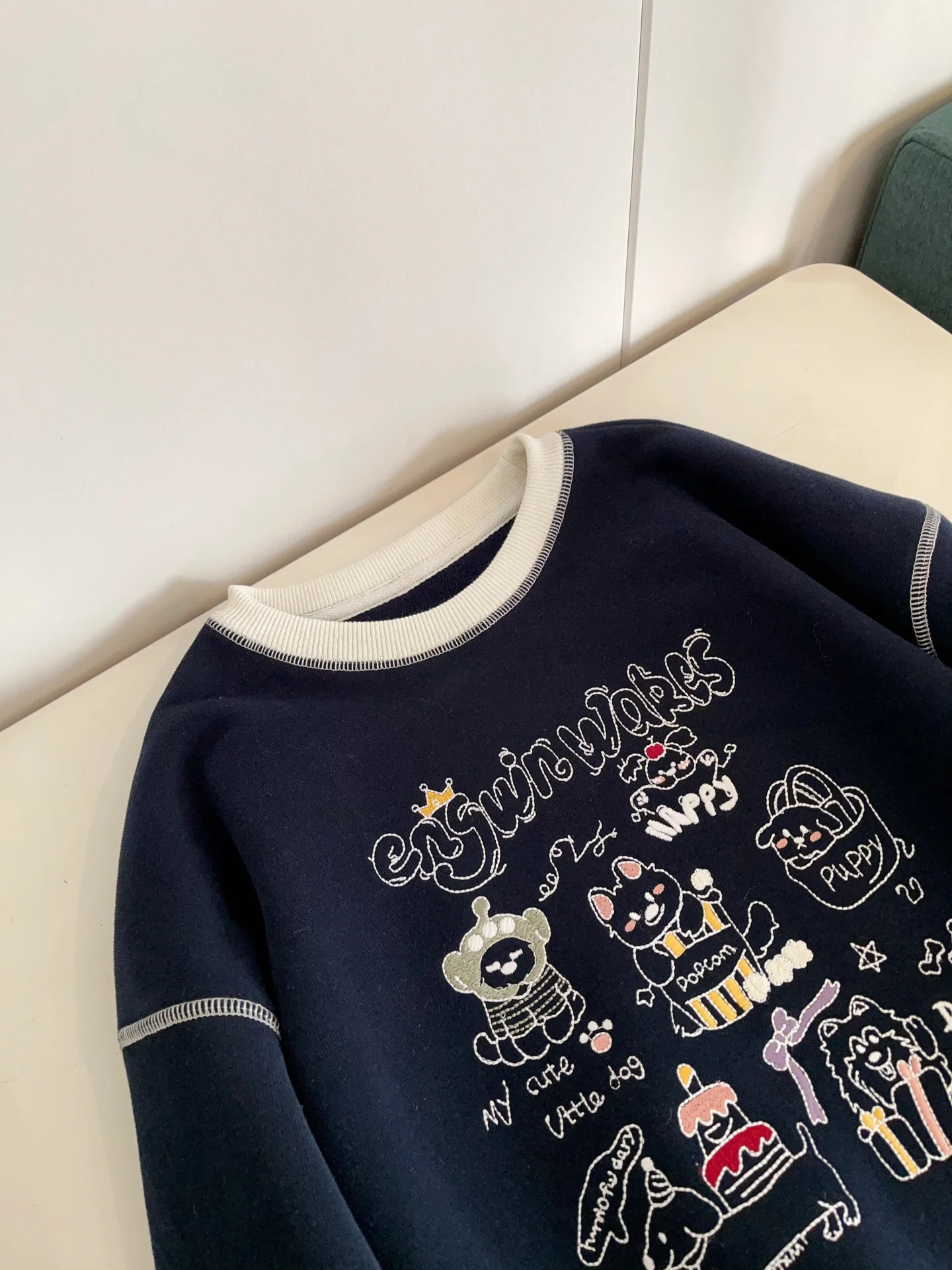 Korean Sle round Ne Sweatirt Women's Casual Print Color Blo Spring Autumn Faionable Comfortable Versatile Top