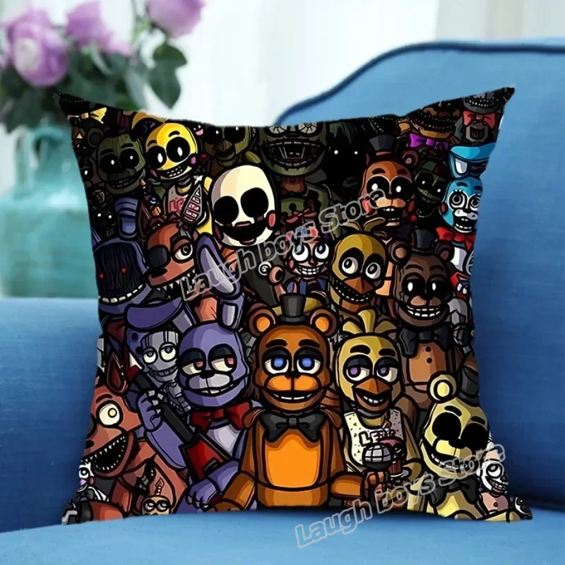 FNAF-Five Nights at Freddy\'s Square Pillowslip Plush Cushion Fronha, Anime Home Bedroom Decoration, Kids, Boy, Girl, Birthday Gift