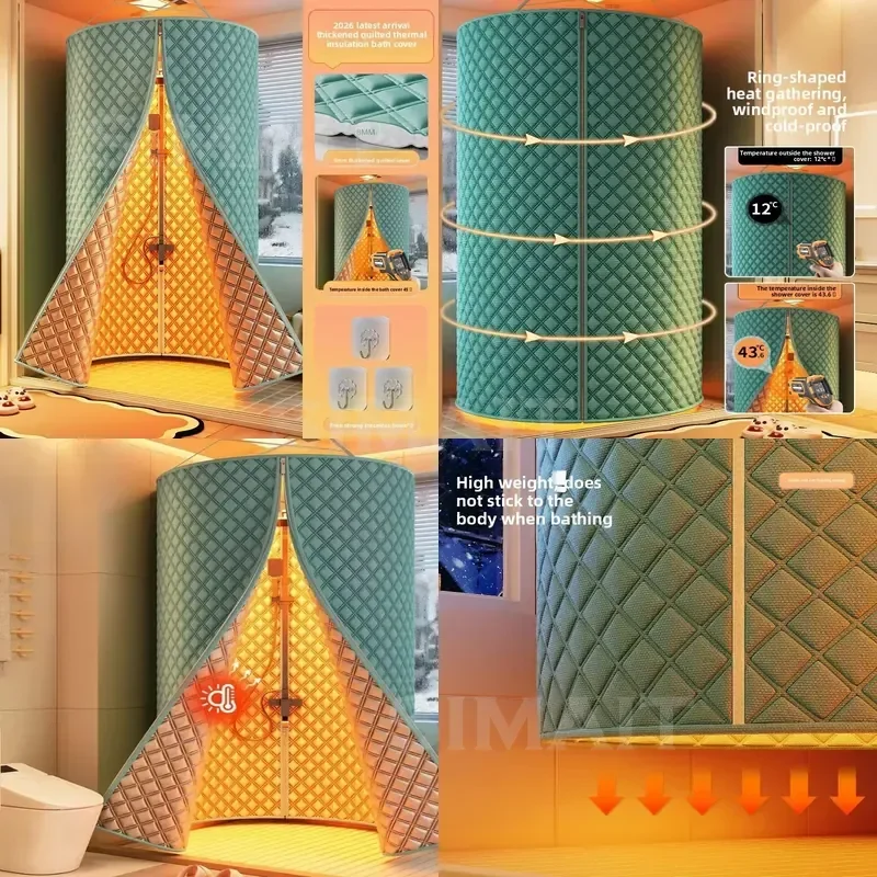 Thickened Thermal Bath Canopy, Windproof Portable Bath Tent, Winter Heat Retention Bathing Cover for Bathroom