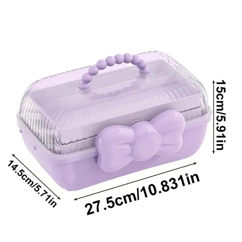 Cute Multi-layer Hairpin Storage Box Waterproof pp Toy Storage Box Bowknot Jewellery Box Girl