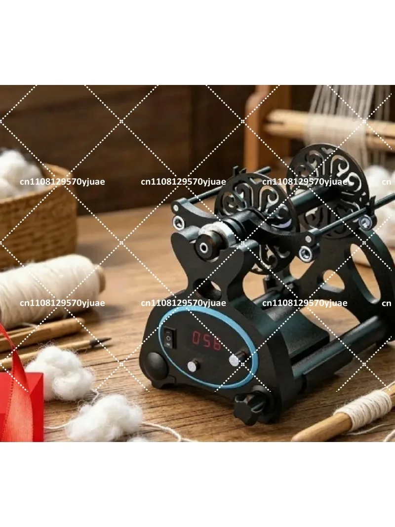 Electric Yarn Spinning Wheel with Digital Control, 3 Spools, Black Finish for Home Crafting