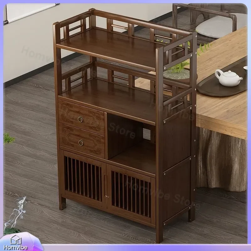 Modern Side Cabinet Corner Sofa Shelf Small Tea Table Coffee Table Storage Unit Chinese Tea Set Organizer Living Room
