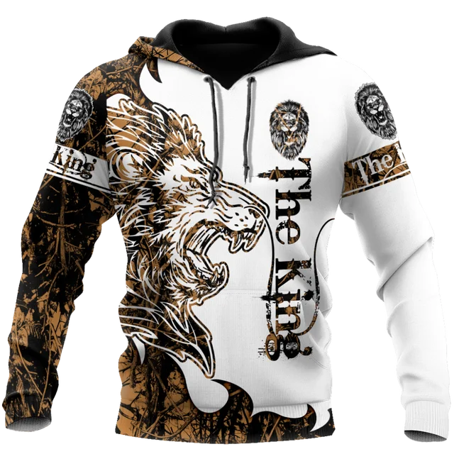 2024 Men's New 3D Printed Novel and Fashionable Sports Shirt Leisure Animal Lion Jungle King Style Pullover Plus Size