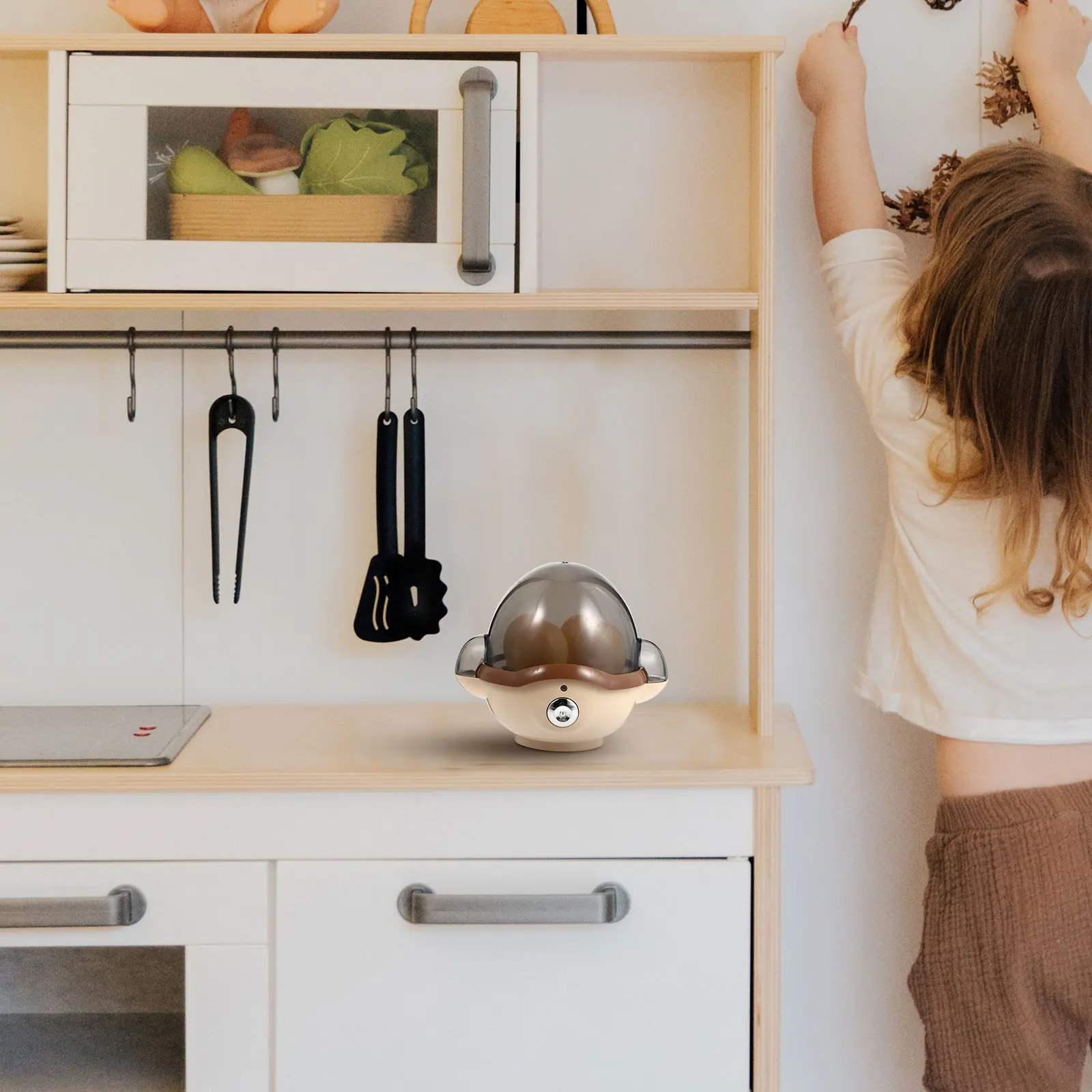 Simulação ovos vapor crianças brinquedo educativo crianças cozinha mini aparelho brinquedo presente do bebê cáqui leve seguro