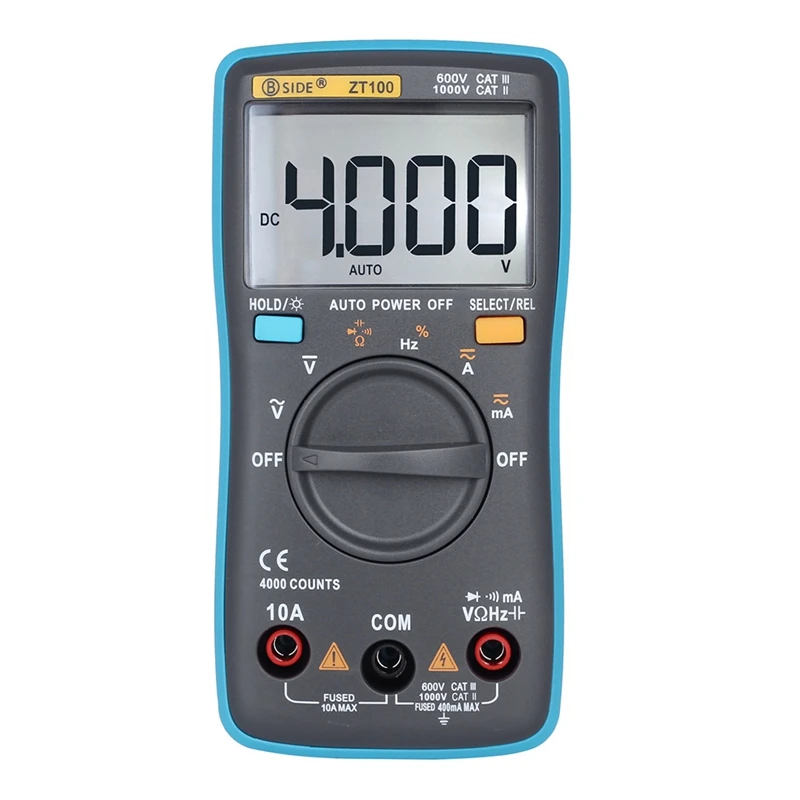 

BSIDE ZT100 Digital Multimeter 4000 Counts DC/AC Voltage Current Capacitance Hz Diode Ohm Tester