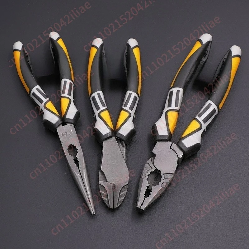 Industrial grade steel wire pliers pointed nose oblique multi-functional electrician wire stripper flat vice
