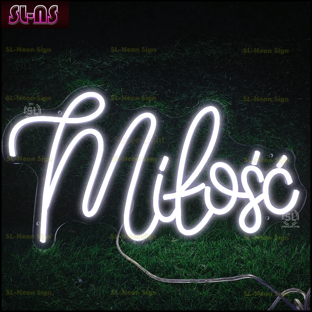 Segnaletica personalizzata Led Neon LOVE Polish Neon Sign Milosc Neon Lights, Wedding Sign, Birthday Party Light Sign