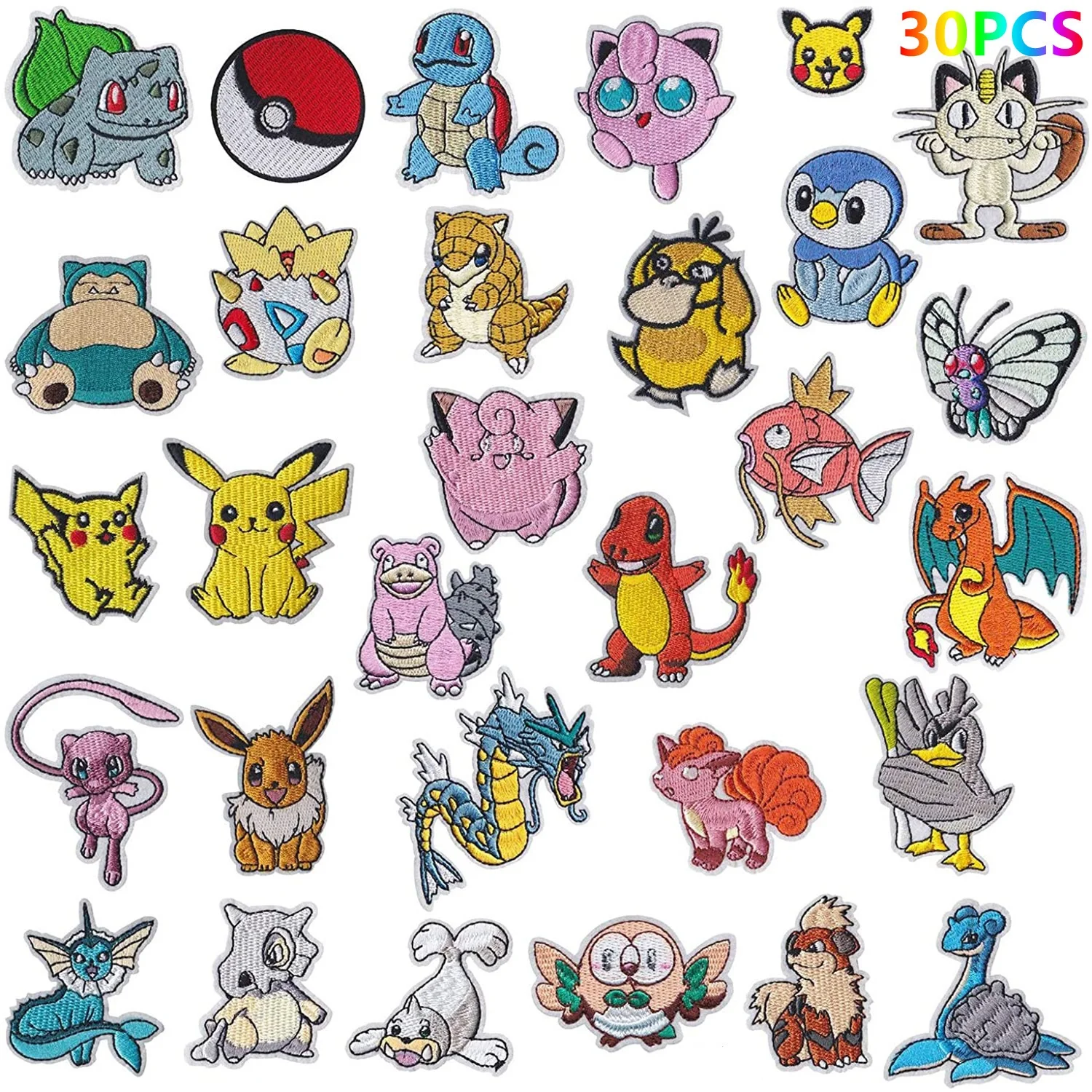 wholesale Anime Pikachu Pokemon Game Monster Character For Sew Clothing Iron on Embroidery Patches DIY Jeans Applique