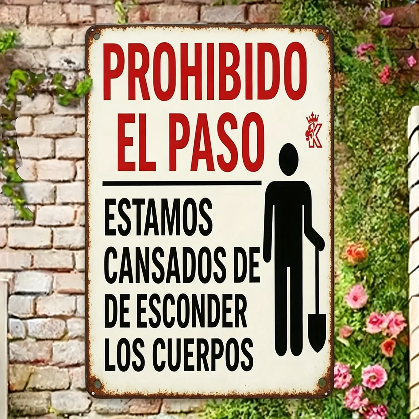Vintage Spanish Prohibido El Paso Metal Sign - Retro Funny Humor Warning Plaque for Home Bar Man Cave Decor
