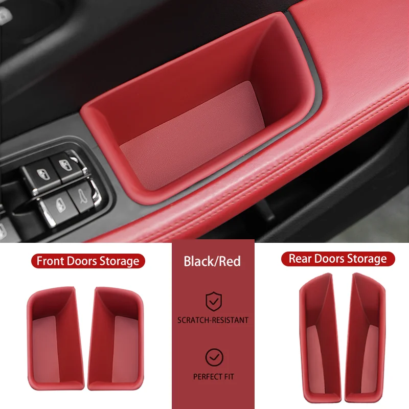 For Porsche Macan 2014-2024 Car Organizer Door Handle Storage Box Front Rear Door Armrest Protector Key Phone Holder Accessories