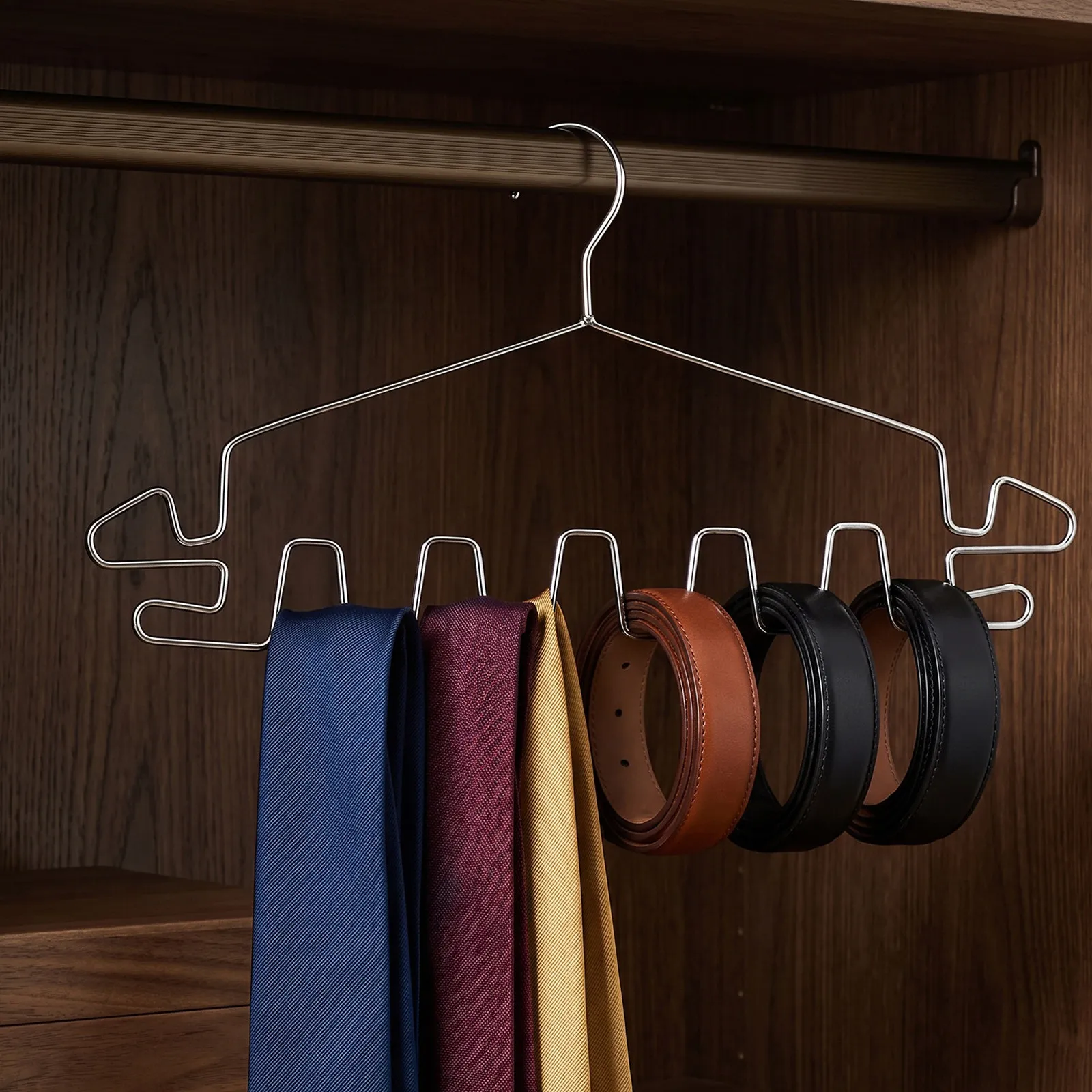 5Pcs Stainless Hangers Metal Clothes Organizer Curved Anti-Slip Bra Underwear Belt Tie Holders for Closet Wardrobe view 6