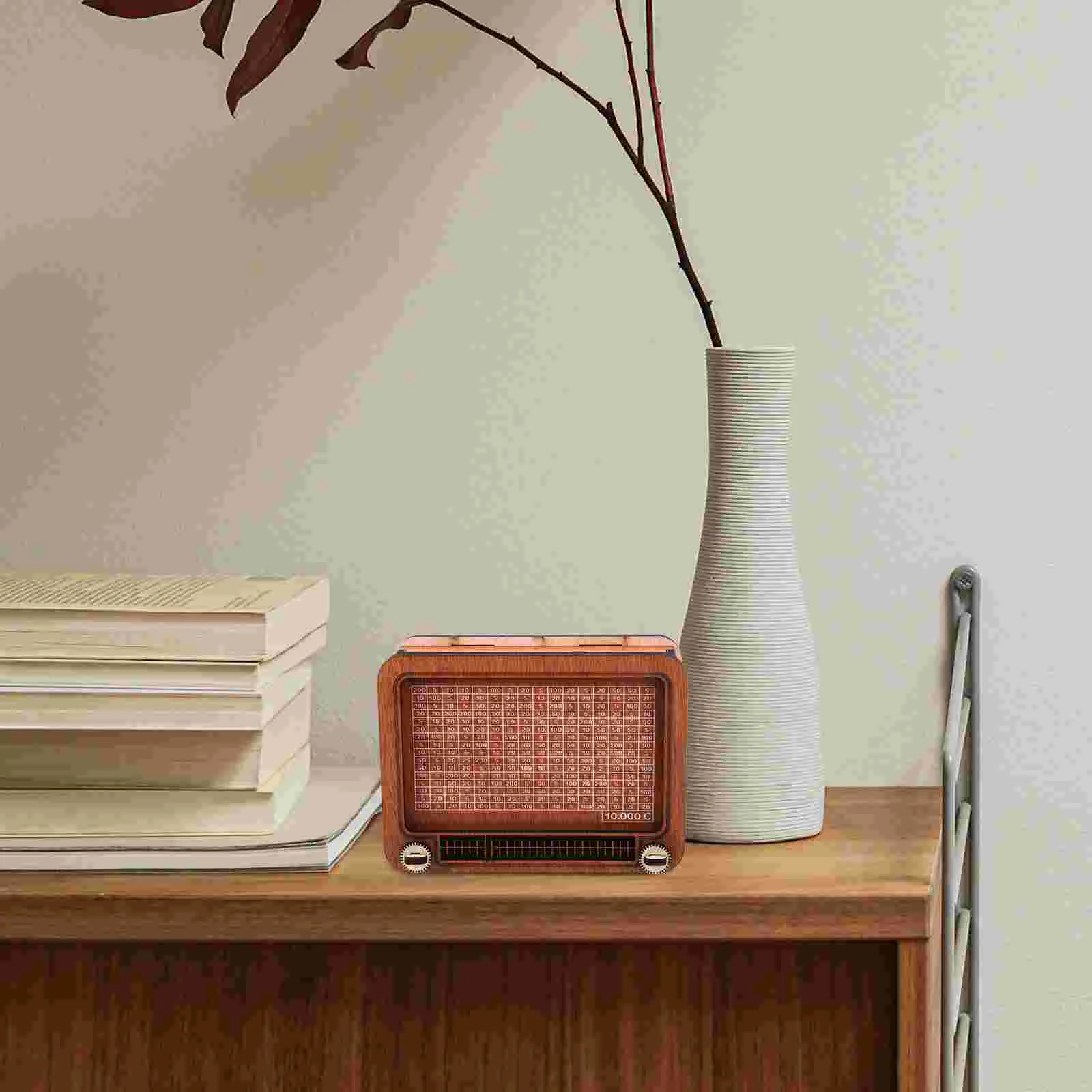 Wooden Money Box with Counter Piggy Bank Children's Gift Crafts (a Type of Radio) Saving Pot Creative Design Coin Holder