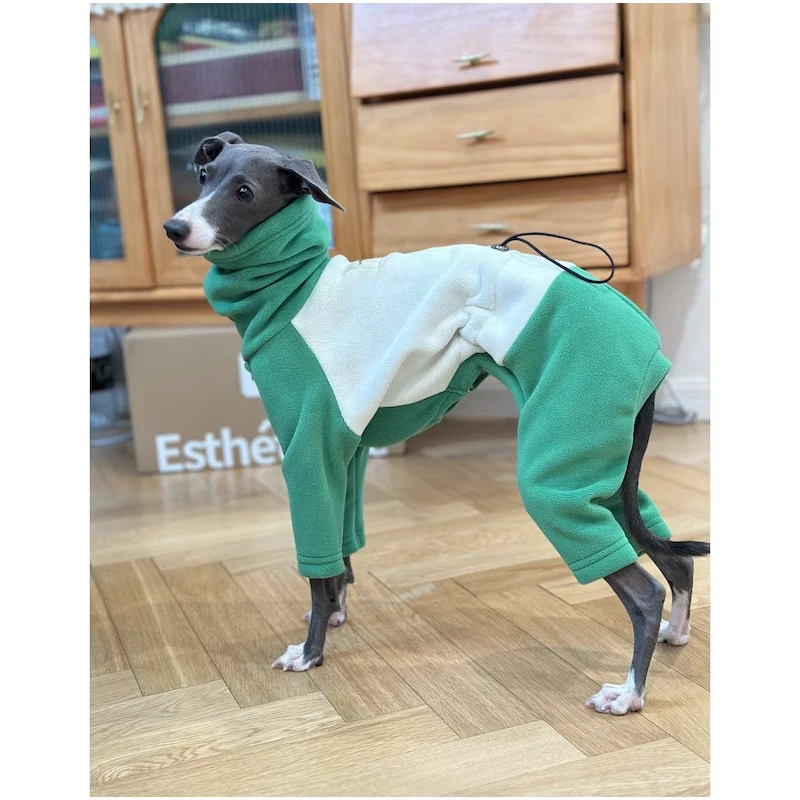 Italian Greyhound Whippet Lurcher Galgo Dog Clothing, Turtleneck Warm Fleece Dog Coat, Jammies, Pajamas, Jumpsuit