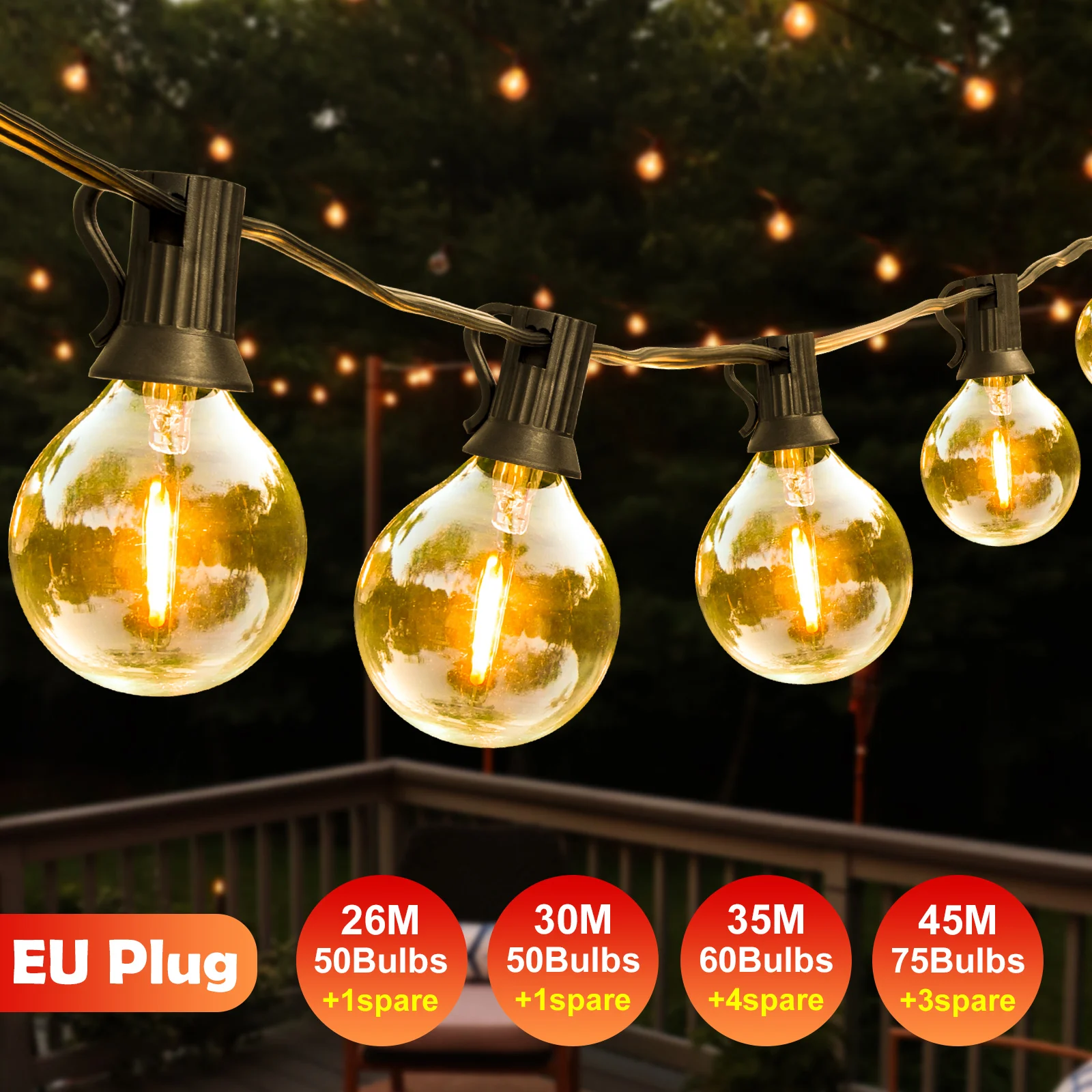 

G40 Ball String Lights LED Fairy 220V Waterproof Outdoor Garden Garland String Lights Terrace Pub Christmas Party Decoration