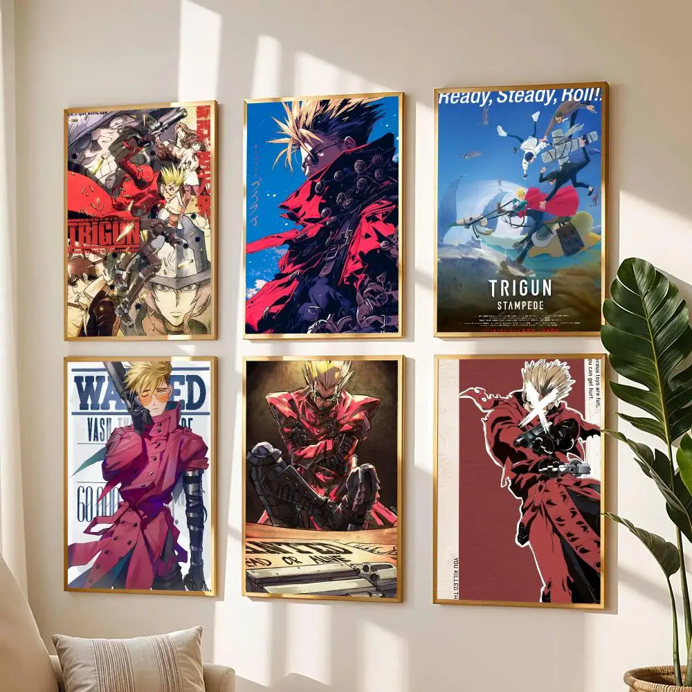 anime T-Trigun-N Painting Calligraphy Boho Botanical Decor for Living Room  Elegant Home Style