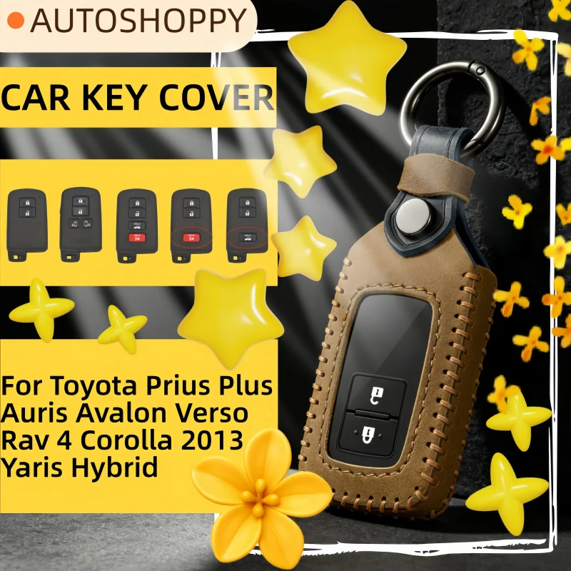 

2 3 4 Buttons Leather Car Key Cover Case Bag Holder Shell for Toyota Camry RAV4 Avalon Auris Smart Keyless Holder Protector