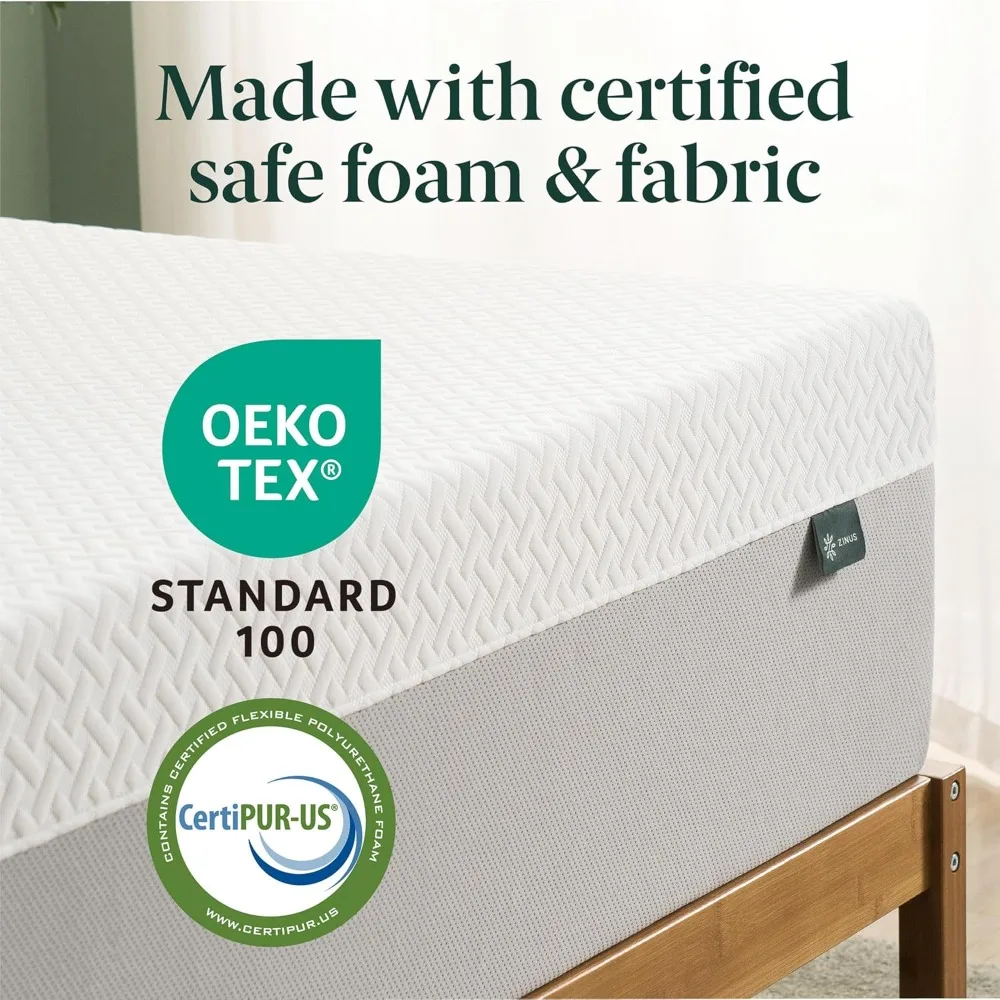 Green Tea Essential Memory Foam Mattress, Queen, Fiberglass Free, Medium Feel, Breathable Airflow Memory Foam, Mattress in A Box