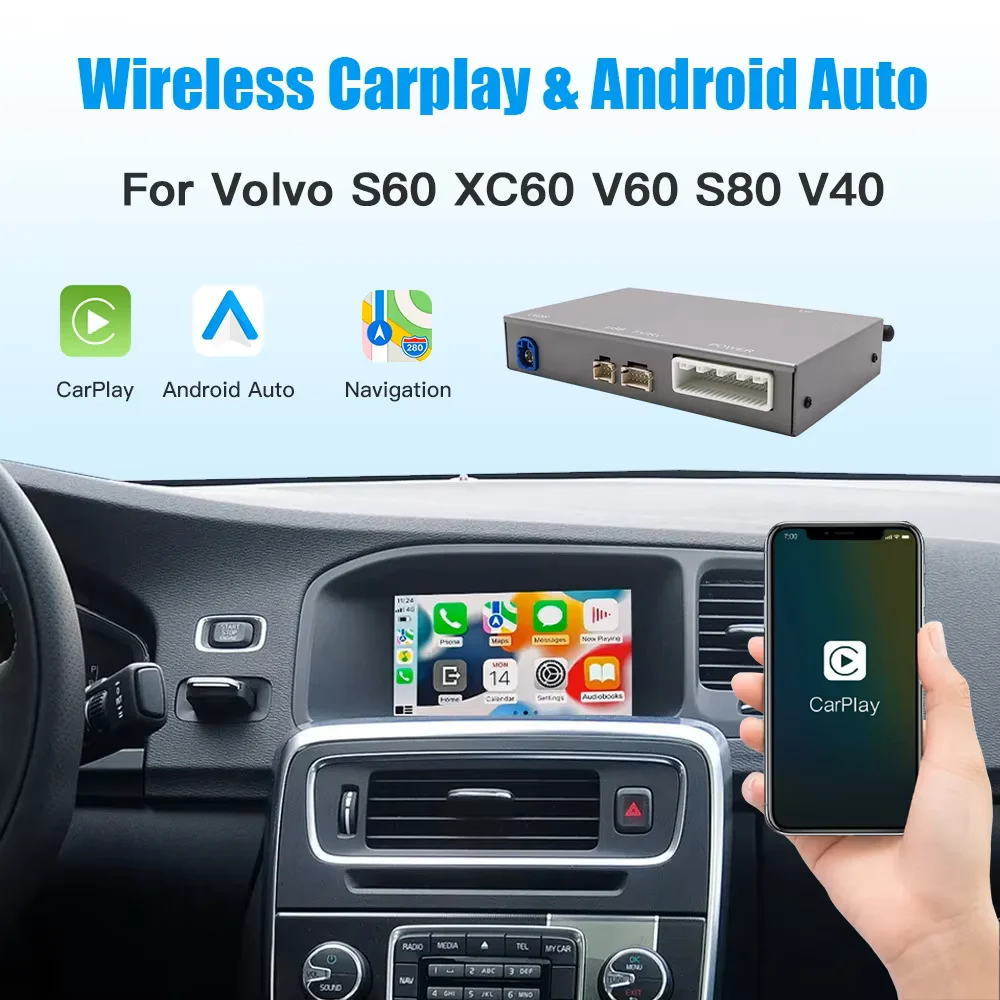 Wireless  Carplay for Volvo, Android Auto, Airplay, Mirror Link, Car Accessories, Models XC60, S60, V40, V60, XC70, XC90, S