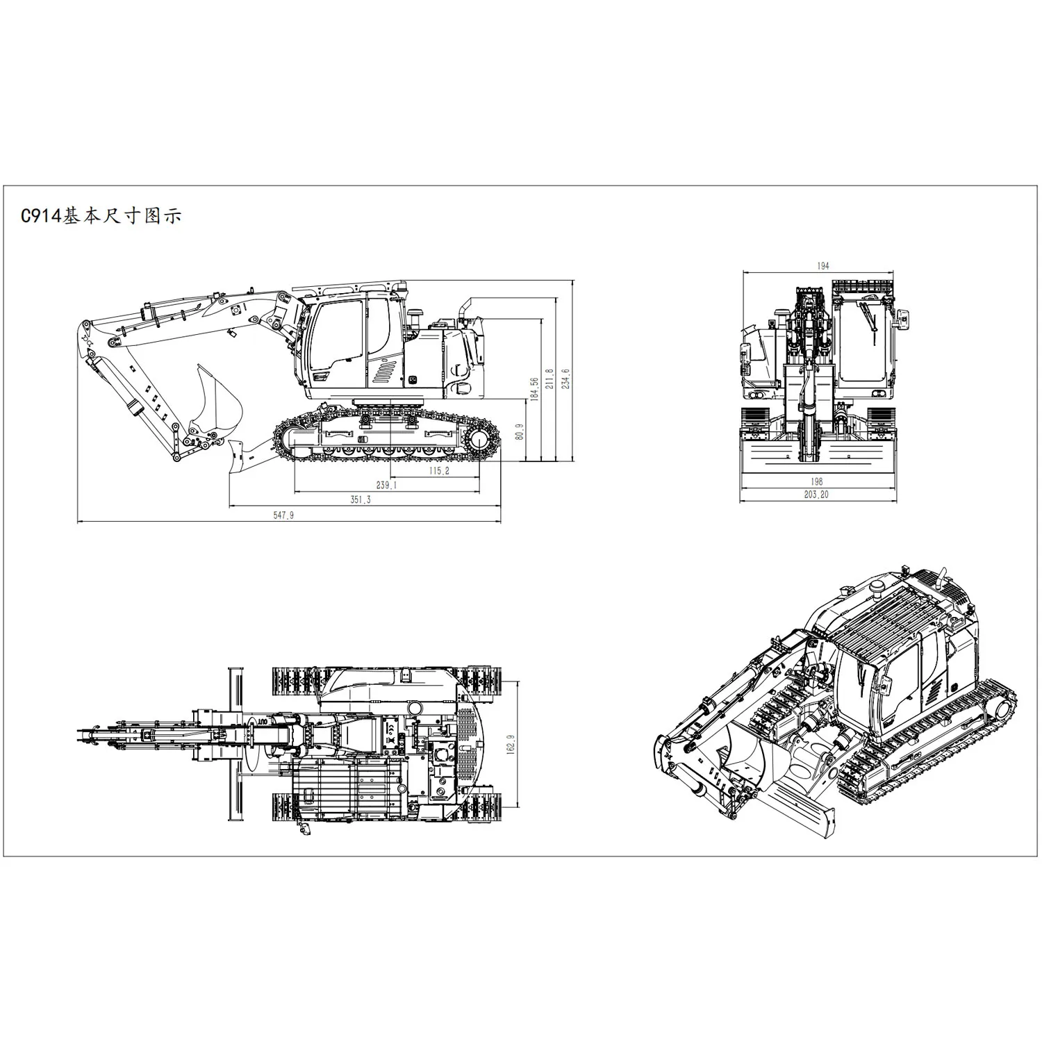 Koparka hydrauliczna RTR CUT 914 RC 1/14 Model koparki sterowania radiem z zestawem dźwiękowego i oświetlenia 5-drożne zawory Ciężarówki budowlane