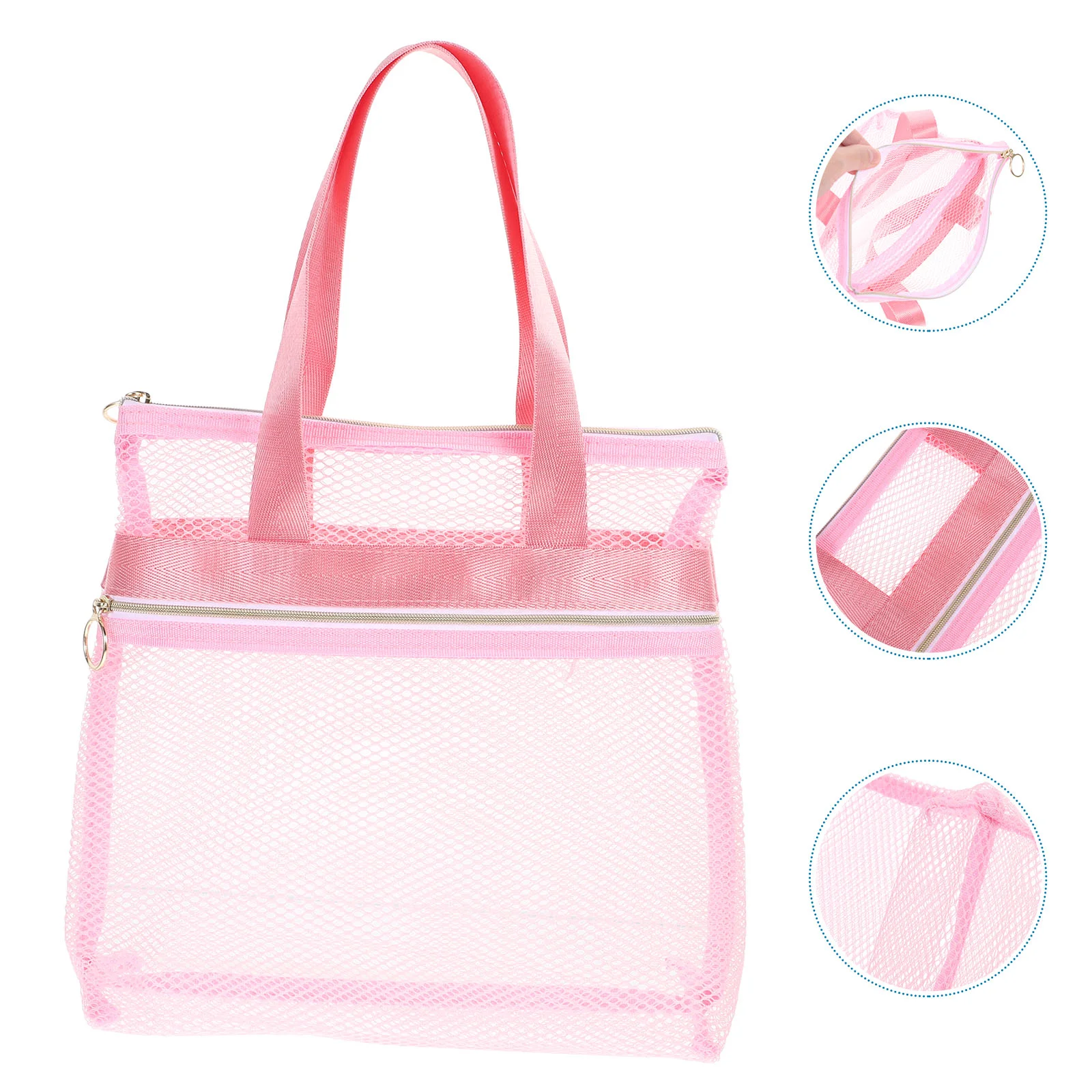 

Mesh Tote Bag for Beach Travel Toiletry Makeup Portable Cosmetics Traveling Essentials