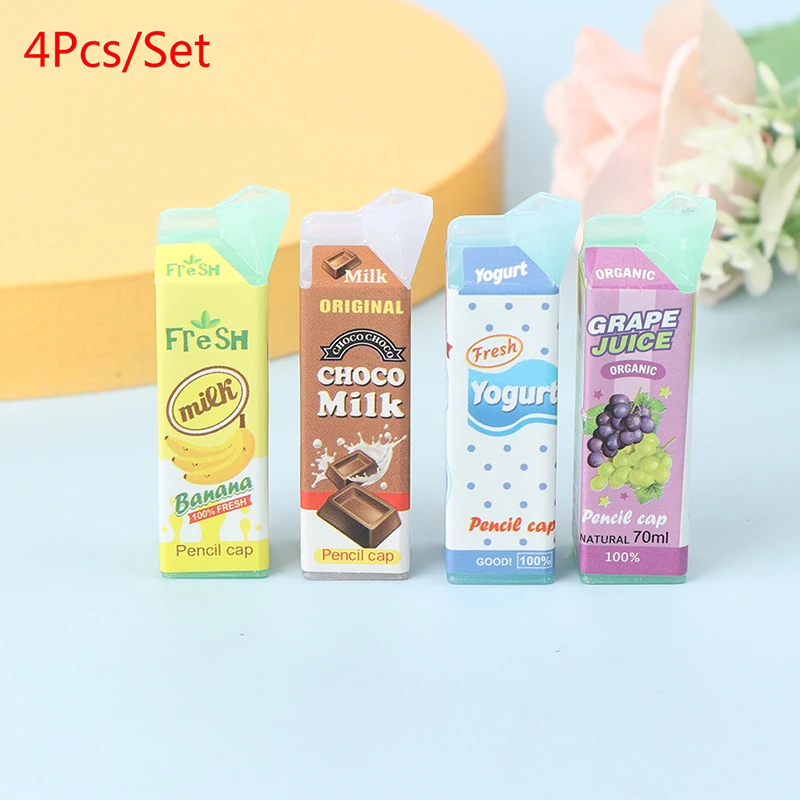 4 Pcs/Set Doll house Mini Stereoscopic Boxed Fruit Milk Miniature Model Props