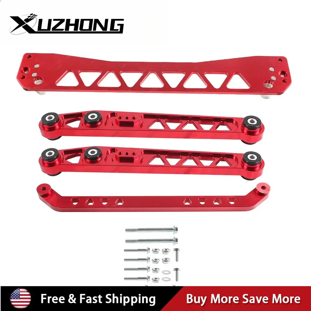 Rear Lower Control Arms LCA with Rear Lower Tie Bar with Rear Subframe Brace For 1996-2000 Honda Civic EK