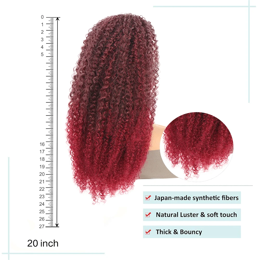 Drawstring Curly Ponytail Extension for African Women Afro Kinky Curly Hair Pieces Synthetic Heat Resistant