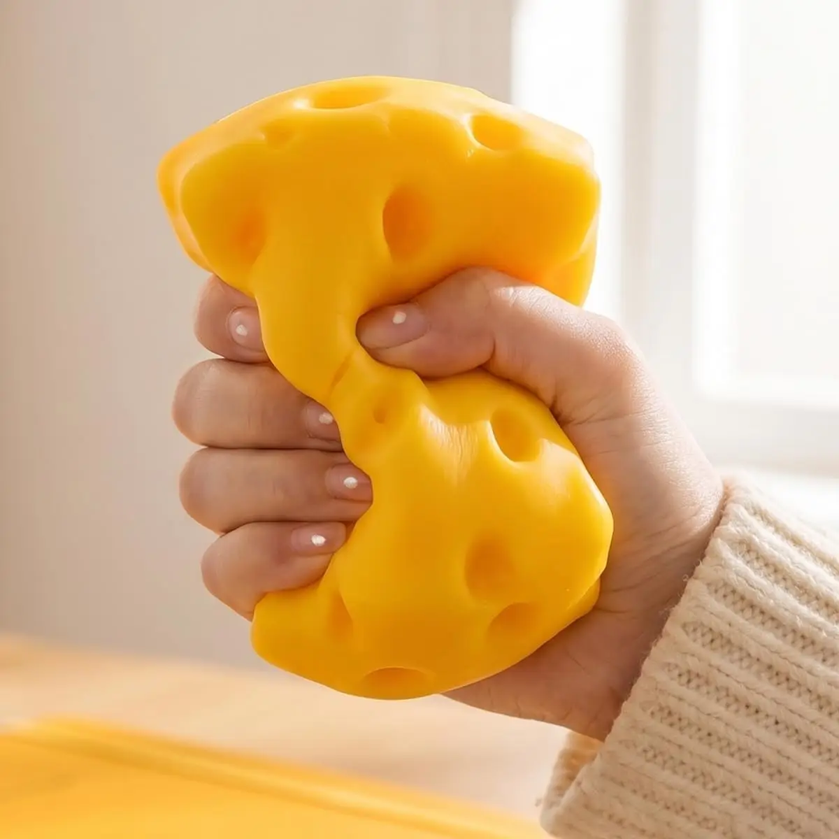 Yellow Cheese Squishy Slow Rising, Squishy Squeeze Cheese Block, Soft Novelty Toy, Stress Balls for Adults Rebounding Sensory Squishys Cheese (2.16in)