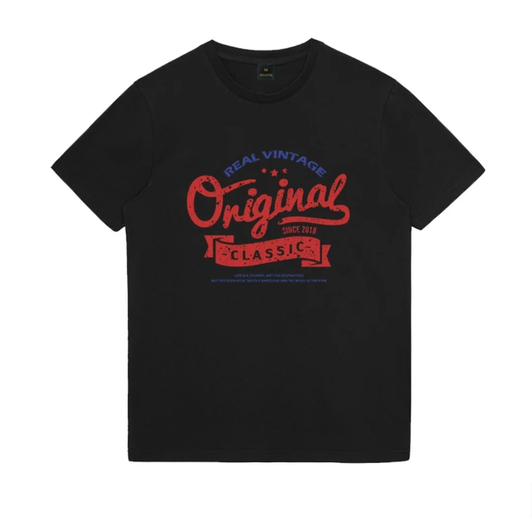 الأمريكية الرجعية قصيرة الأكمام الجرافيك تي شيرت الصيف موضة الرياضة القطن الخالص تي شيرت رجالي ملابس الأطفال المحملة Y2k امرأة