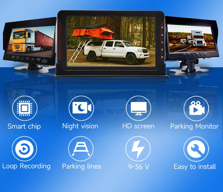 7 Inch Button Operation HD Full Color Camera Waterproof Loop Recording 2 Channel DVR