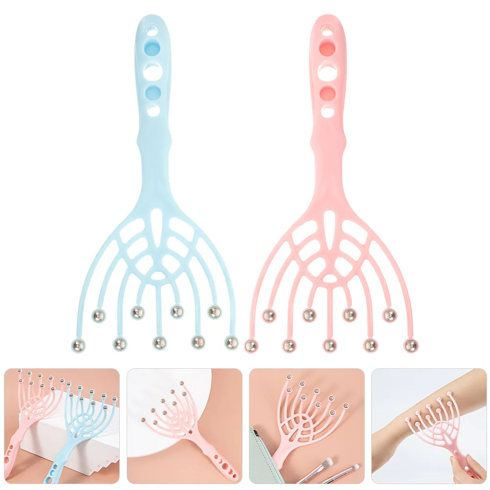 

2 Pcs Nine Claw Massager Head Scalp Stress Reliever Shower Steel Ball Tool Relax