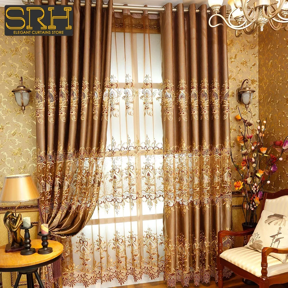 

European Water-soluble Embroidery Curtains for Living Room Bedroom Window Blackout Luxury Decor Custom Hall Elegant Hollow Tulle