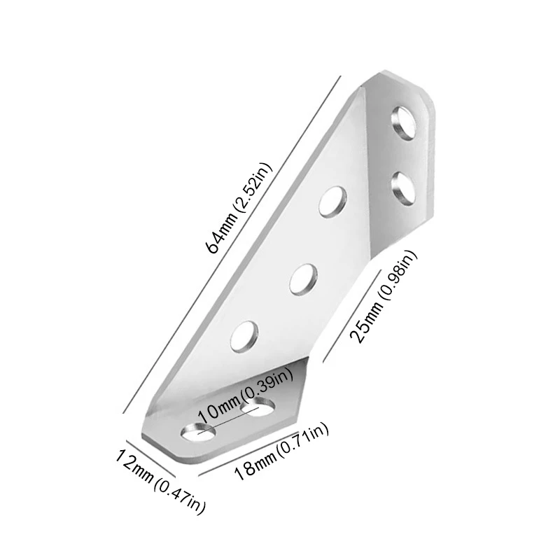 10pcs Universal Stainless Steel Furniture Corner Connector with Screws, Multi-Angle Joint Fastener, for Shelves Wood Furniture