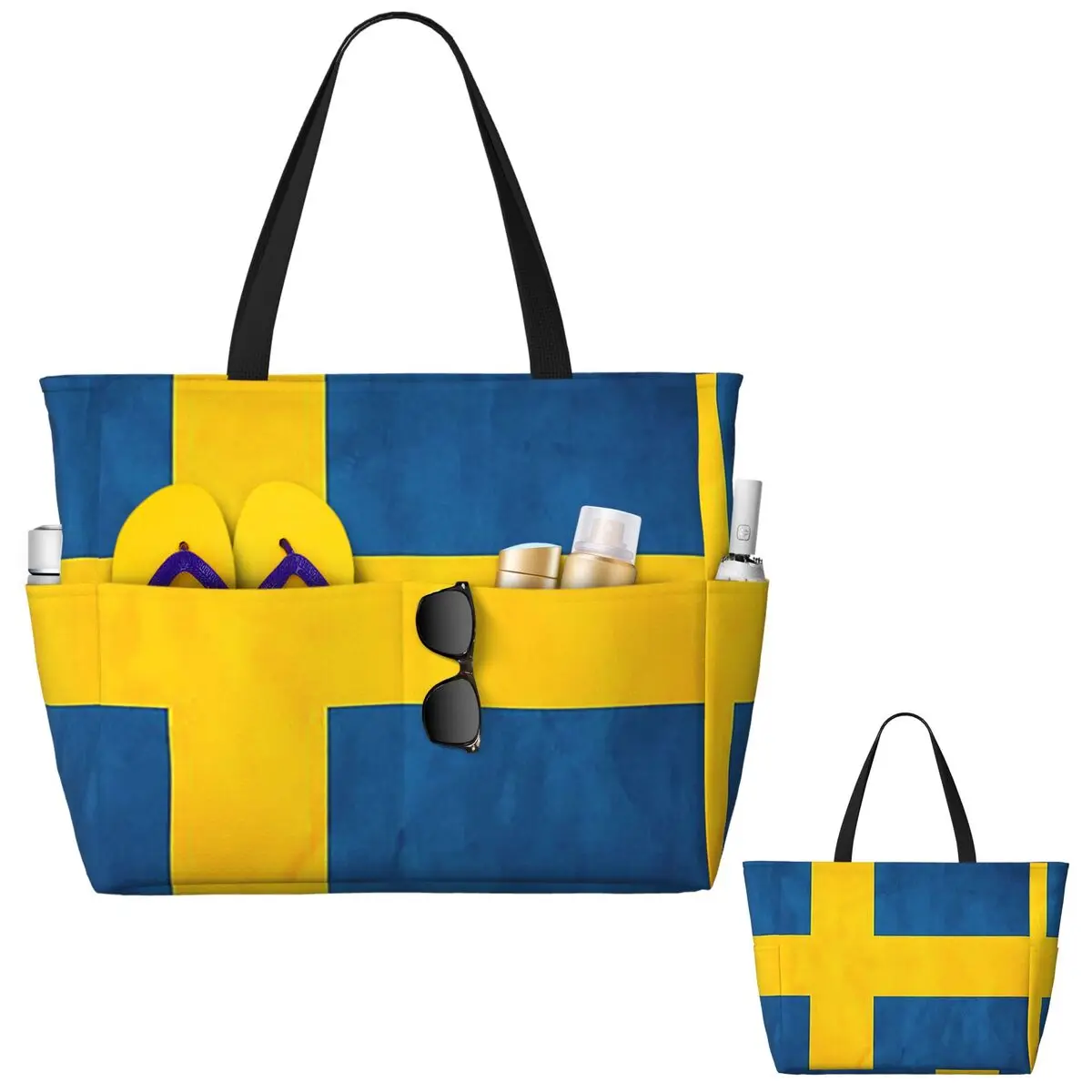 

Пляжная большая сумка с шведским флагом Швеции, спортивная сумка для занятий йогой, большая большая сумка, женская дорожная сумка, сумка для фитнеса